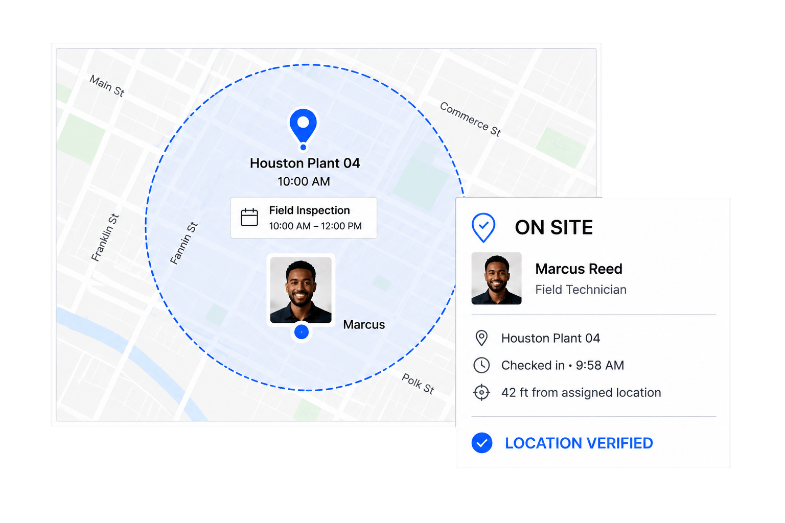 Workhint verify shift location interface
